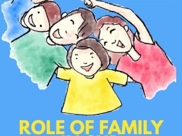 Family image with text Role of Family in Substance Use Disorder